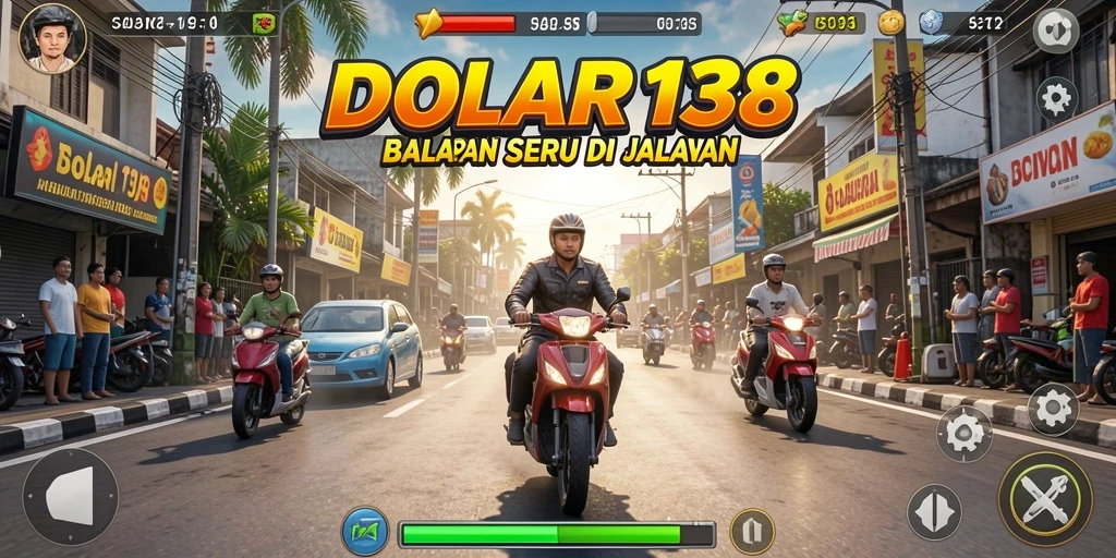 Screenshot gameplay DOLAR138 menampilkan aksi balapan yang seru dan mendebarkan.
