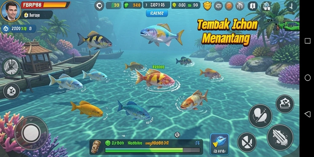 Screenshot FBRP88 menampilkan serunya gameplay Tembak Ikan.
