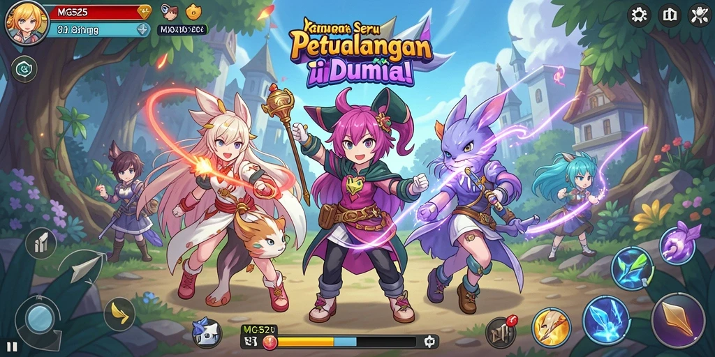 Gameplay seru MG525 menampilkan pertarungan karakter anime yang mendebarkan.