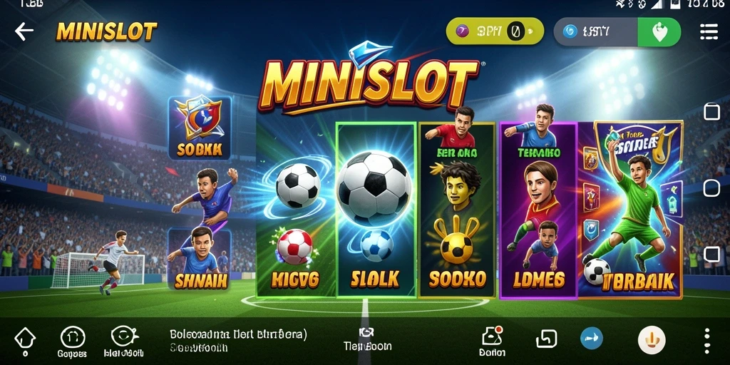 Gameplay seru dari MINISLOT dengan tema sepak bola yang mendebarkan.