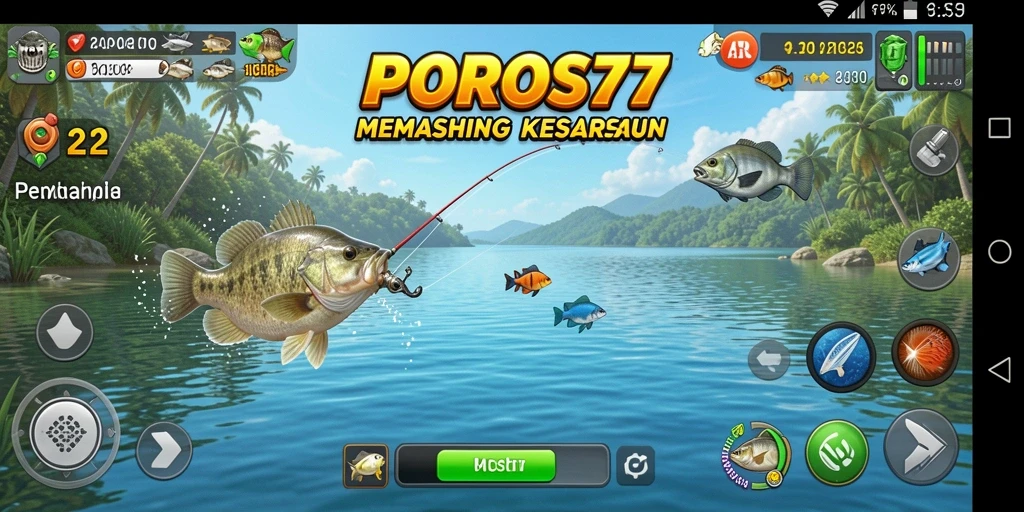 Screenshot gameplay POROS77 menunjukkan pengalaman memancing yang mendebarkan.