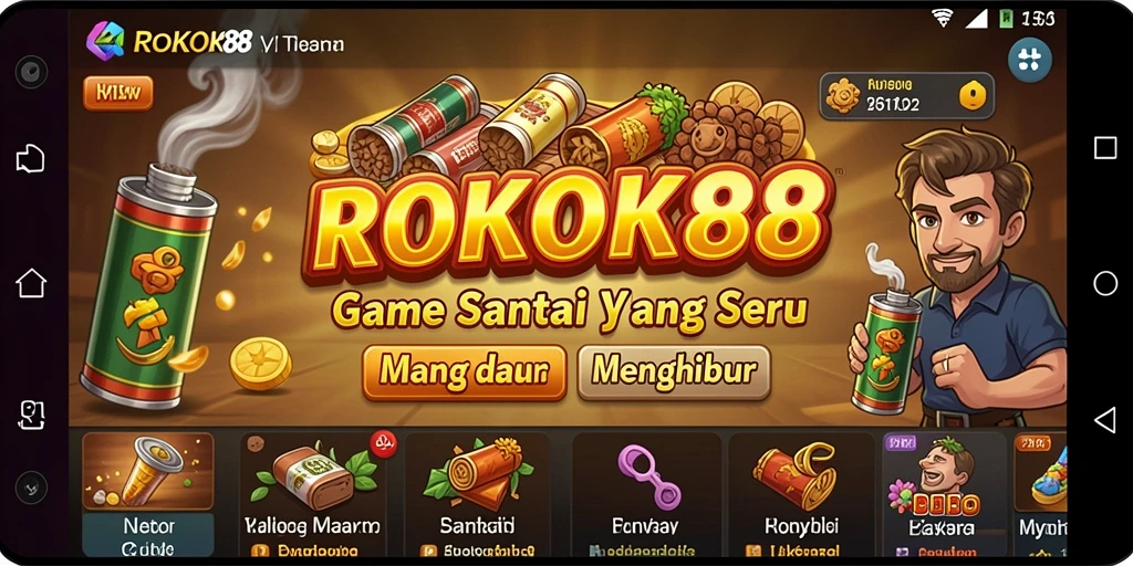 Tampilan gameplay <strong>ROKOK88</strong> yang ceria dan penuh warna.